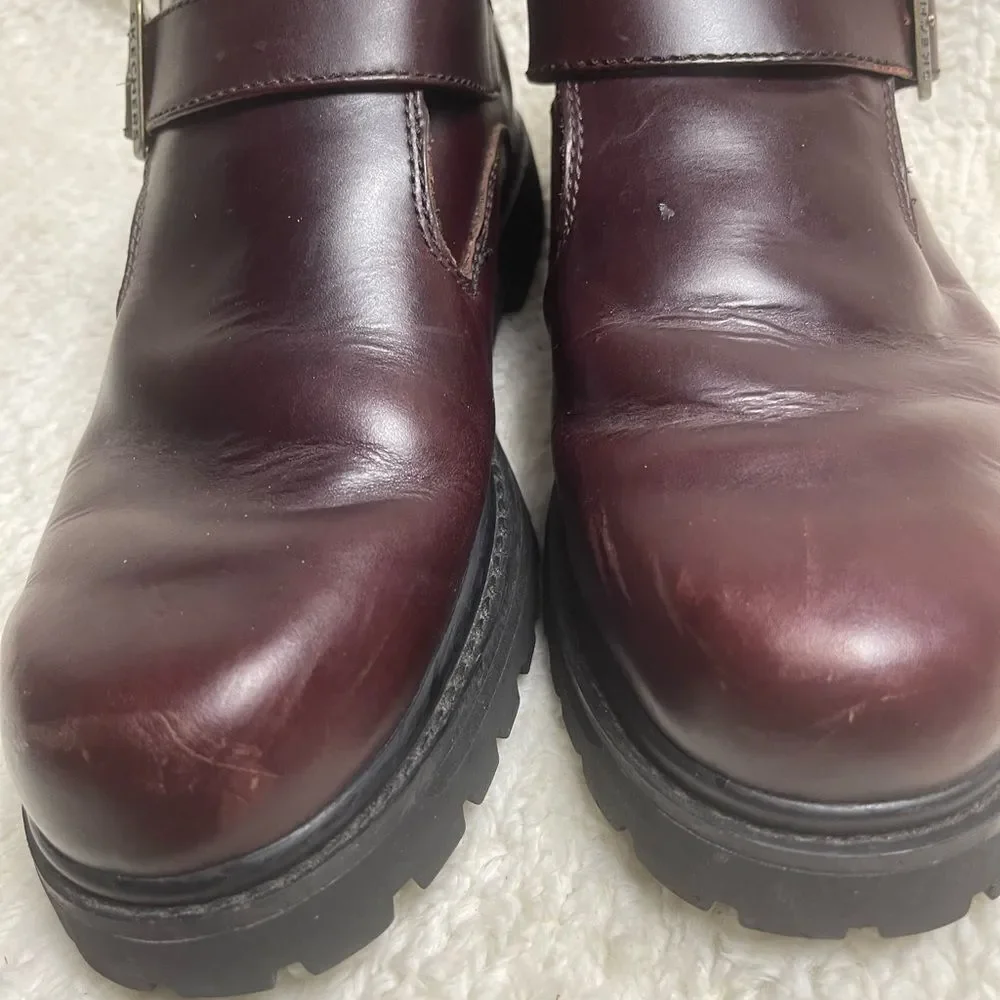 Skechers Men's Dark Burgundy Leather ankle Boots SZ11